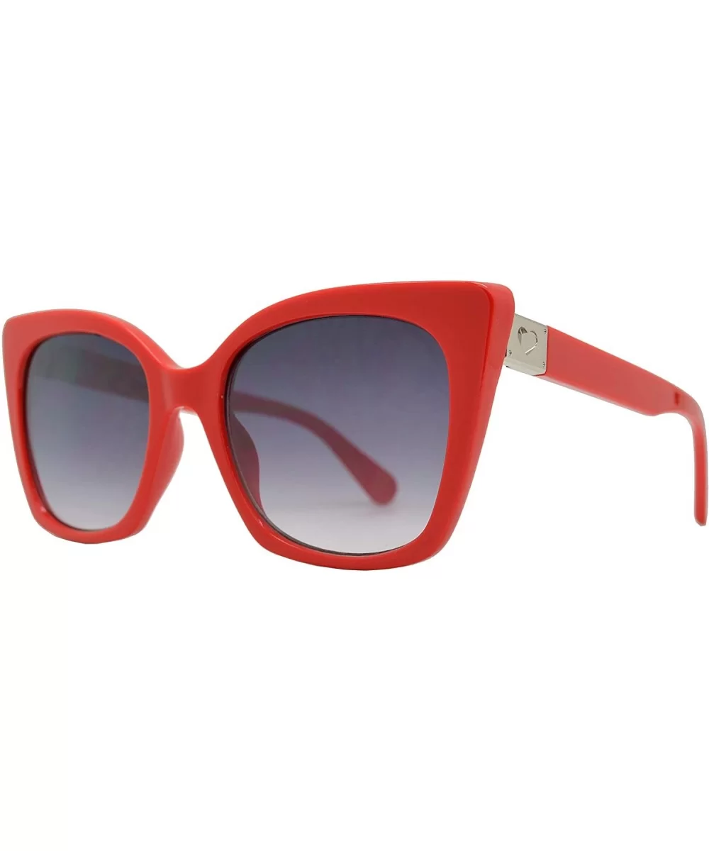 Box Cat Eye Sunglasses with Heart Accent for Women - Red + Gradient - CI18WZU0LO2 $19.13 Square