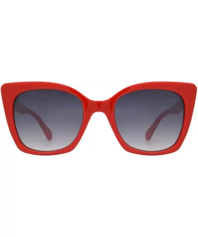 Box Cat Eye Sunglasses with Heart Accent for Women - Red + Gradient - CI18WZU0LO2 $19.13 Square