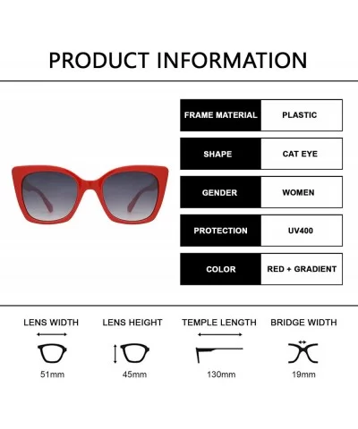 Box Cat Eye Sunglasses with Heart Accent for Women - Red + Gradient - CI18WZU0LO2 $19.13 Square