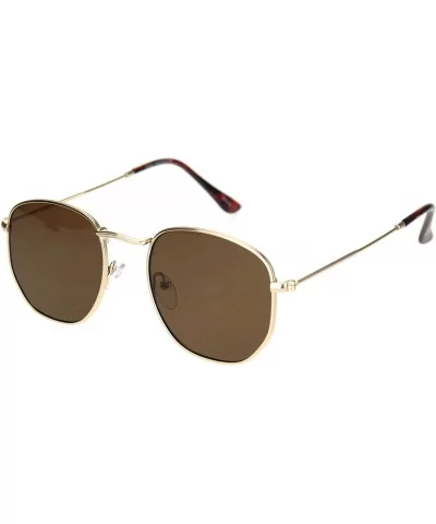 Small Thin Metal Hexagon Shape Sunglasses Classy Vintage Fashion UV 400 - Gold (Brown) - CW1936DZ2UT $13.47 Square