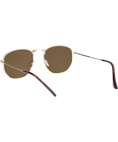 Small Thin Metal Hexagon Shape Sunglasses Classy Vintage Fashion UV 400 - Gold (Brown) - CW1936DZ2UT $13.47 Square