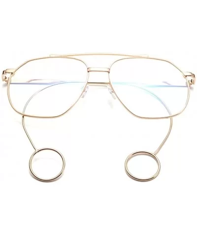 Womens Sunglasses - Oversized Optical Sun Glasses Metal Frame Big Wear Earrings Shades - E - CF18DTQT5LL $13.45 Rimless