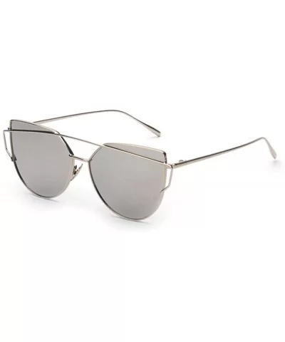 Fashion Sunglasses Polarized Protection Twin Beams - Silver - CV18QQ7OST5 $13.04 Cat Eye