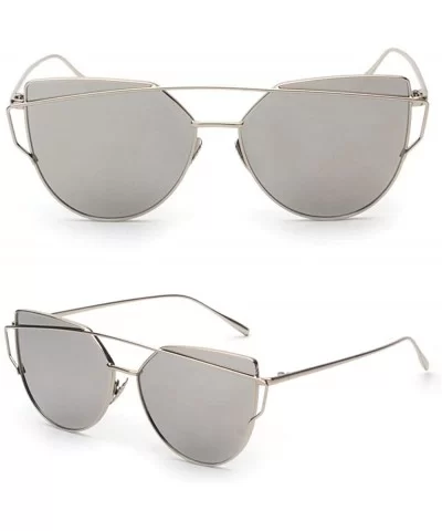 Fashion Sunglasses Polarized Protection Twin Beams - Silver - CV18QQ7OST5 $13.04 Cat Eye