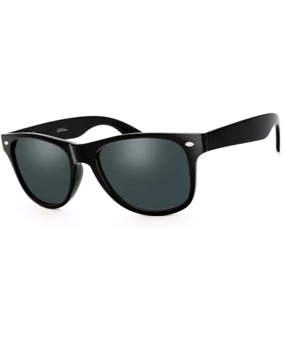 Classic Shaped Horn Rimmed Sunglasses Spring Temple for Men Women - 10-shiny Black - CD18DYLD6UQ $20.61 Round