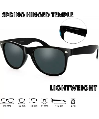 Classic Shaped Horn Rimmed Sunglasses Spring Temple for Men Women - 10-shiny Black - CD18DYLD6UQ $20.61 Round