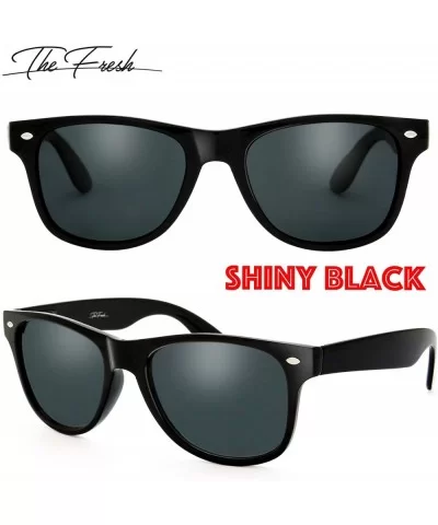 Classic Shaped Horn Rimmed Sunglasses Spring Temple for Men Women - 10-shiny Black - CD18DYLD6UQ $20.61 Round