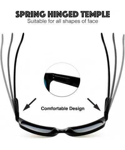 Classic Shaped Horn Rimmed Sunglasses Spring Temple for Men Women - 10-shiny Black - CD18DYLD6UQ $20.61 Round