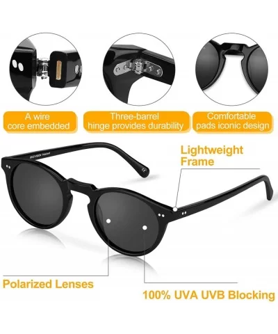 Polarized Sunglasses Retro Round Acetate Sun Glasses High Clarity UV400 Protection Lens Sunglasses(UV1430) - CB18EHXOA2X $29....