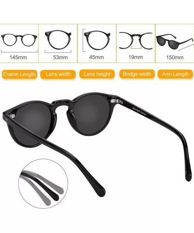 Polarized Sunglasses Retro Round Acetate Sun Glasses High Clarity UV400 Protection Lens Sunglasses(UV1430) - CB18EHXOA2X $29....