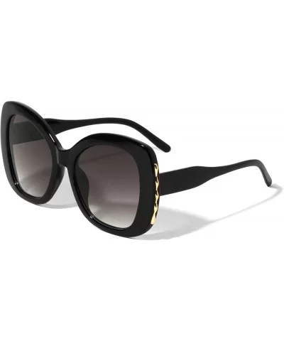 Charlotte Oversized Round Butterfly Sunglasses - Smoke - CF1972GU47R $19.53 Oversized