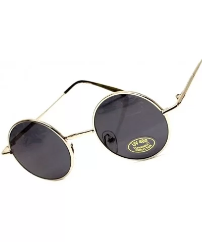 1/2" Lens Small Sunglasses Round Circle Retro Colored Lens Sunglasses - Silver/Smoke - CK11E9NN8E1 $12.87 Round