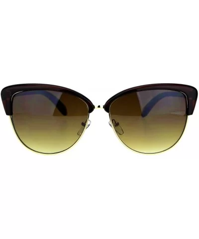 Womens Mod Half Rim Cat Eye Fashion Sunglasses - All Brown - CP18M59KCRK $10.68 Cat Eye