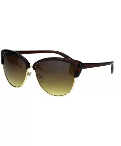 Womens Mod Half Rim Cat Eye Fashion Sunglasses - All Brown - CP18M59KCRK $10.68 Cat Eye