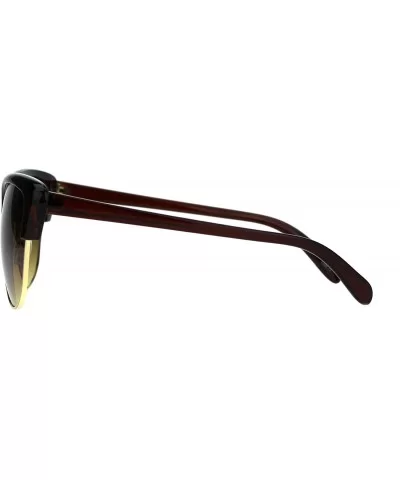 Womens Mod Half Rim Cat Eye Fashion Sunglasses - All Brown - CP18M59KCRK $10.68 Cat Eye