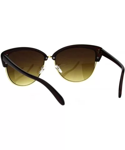 Womens Mod Half Rim Cat Eye Fashion Sunglasses - All Brown - CP18M59KCRK $10.68 Cat Eye