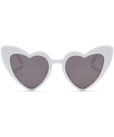 Women Oversized Love Heart Shaped Sunglasses Plastic Frame for Lady Big Girls - White - CQ18GDNS72K $12.48 Goggle