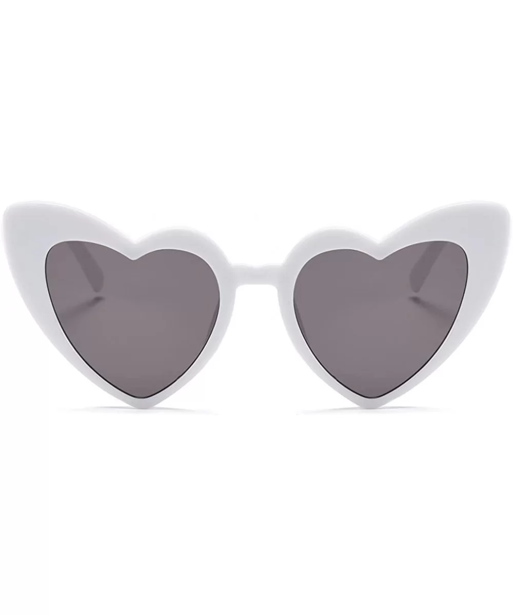 Women Oversized Love Heart Shaped Sunglasses Plastic Frame for Lady Big Girls - White - CQ18GDNS72K $12.48 Goggle