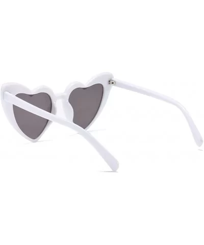 Women Oversized Love Heart Shaped Sunglasses Plastic Frame for Lady Big Girls - White - CQ18GDNS72K $12.48 Goggle