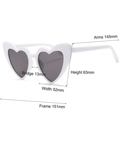 Women Oversized Love Heart Shaped Sunglasses Plastic Frame for Lady Big Girls - White - CQ18GDNS72K $12.48 Goggle