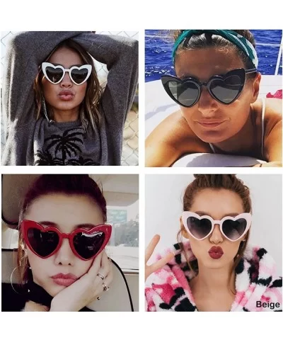 Women Oversized Love Heart Shaped Sunglasses Plastic Frame for Lady Big Girls - White - CQ18GDNS72K $12.48 Goggle