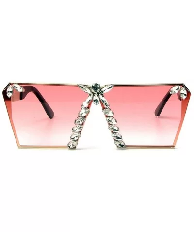 2020 Fashion Women Sunglasses Square Frame Rhinestones Sunglasses Men Metal Gradient Shades Diamond Punk Glasses - CS190MLG3R...