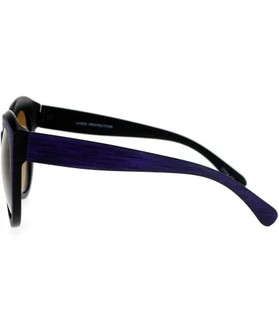 Womens Wood Grain Thick Plastic Butterfly Sunglasses - Purple - CQ12ITP92CL $12.13 Butterfly