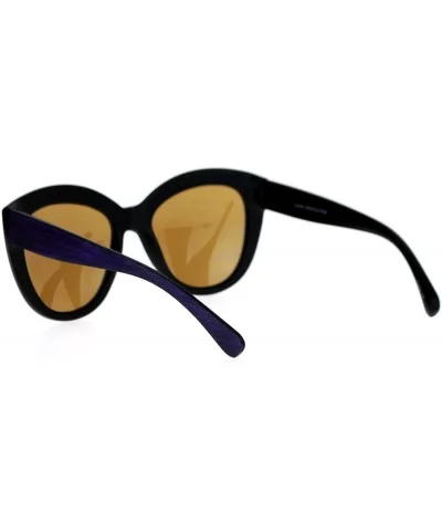 Womens Wood Grain Thick Plastic Butterfly Sunglasses - Purple - CQ12ITP92CL $12.13 Butterfly