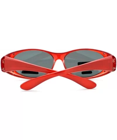 Womens Polarized Fit Over Wear Over Reading Glasses Lens Cover Sunglasses Oval Rhinestone Frame - Red - CK11STO46JR $11.63 Go...