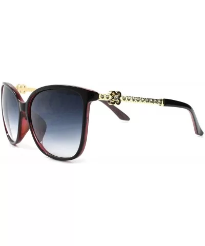 Modern Stylish Upscale Rhinestone Temple Womens Designer Sunglasses - Black - C218WIGS27I $21.22 Cat Eye
