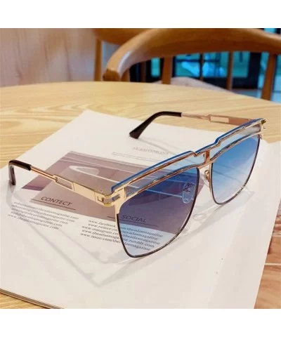 Gradient Oversized Sunglasses for Men Square Sun Glasses Metal Frame Eyewear - C3 Gold Brown - CS1906DNHET $18.98 Round