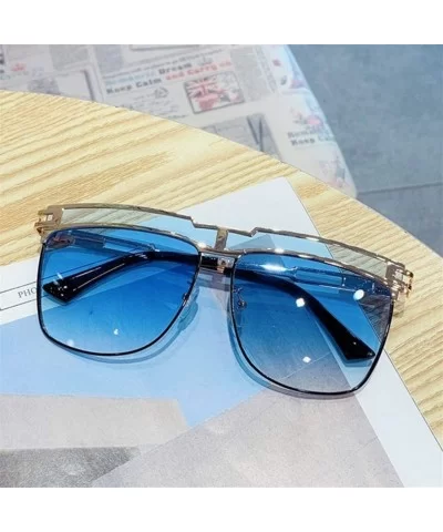 Gradient Oversized Sunglasses for Men Square Sun Glasses Metal Frame Eyewear - C3 Gold Brown - CS1906DNHET $18.98 Round