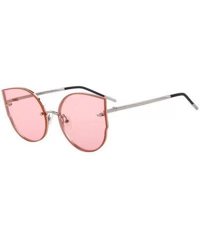 Women Classic Brand Designer Cat Eye Sunglasses Rimless Metal Frame C01 Black - C06 Pink - CR18XE0D0A0 $24.81 Cat Eye