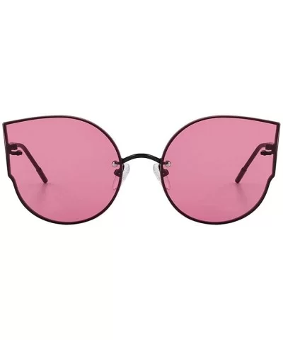 Women Classic Brand Designer Cat Eye Sunglasses Rimless Metal Frame C01 Black - C06 Pink - CR18XE0D0A0 $24.81 Cat Eye