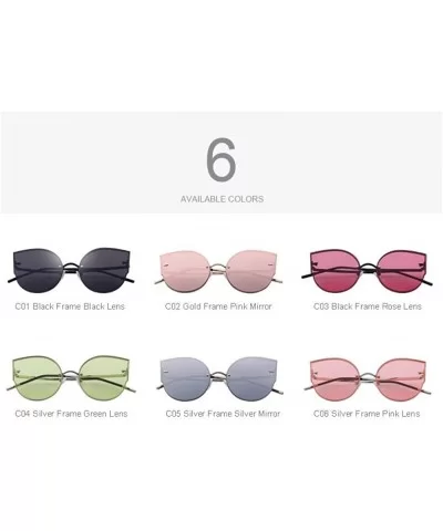 Women Classic Brand Designer Cat Eye Sunglasses Rimless Metal Frame C01 Black - C06 Pink - CR18XE0D0A0 $24.81 Cat Eye