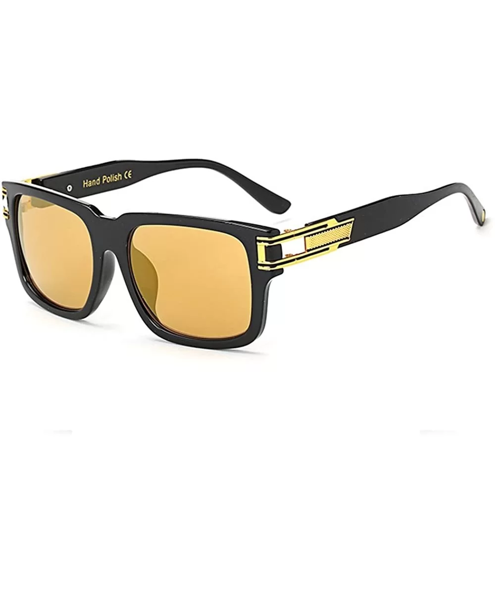 Sunglasses 2018 New Oversize Big Square Women Men Gradient Lens - Black Gold - CQ18E8TKUUN $16.67 Oversized