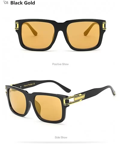 Sunglasses 2018 New Oversize Big Square Women Men Gradient Lens - Black Gold - CQ18E8TKUUN $16.67 Oversized