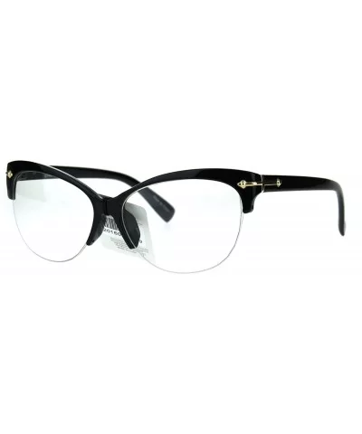 Fashion Half Rim Womens Cat Eye Clear Lens Horned Glasses - Black Gold - CO182GWSCHT $12.26 Cat Eye