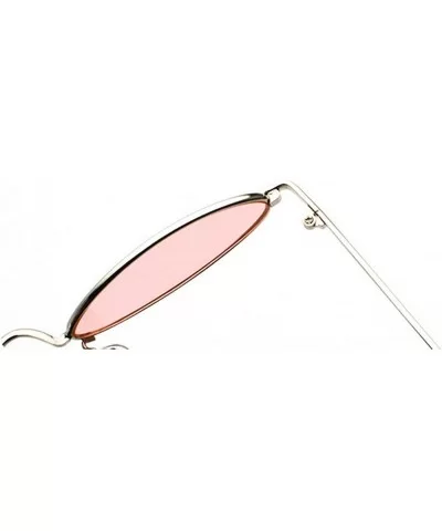 punk Small Oval Metal Frame Chic Clear Candy Color Lens Sunglasses - Black Clear - CC18RLYU0SI $17.69 Square