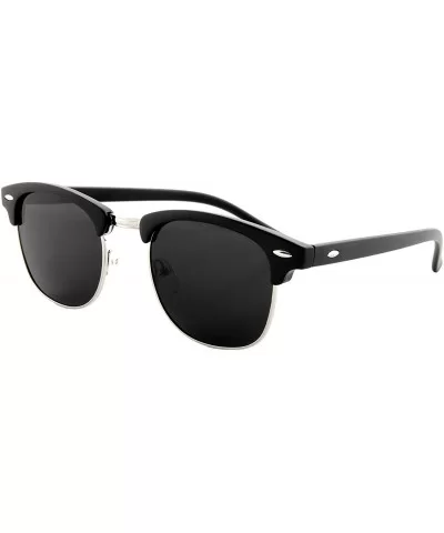 Classic Unisex Sunglasses Durable Semi-Rimless Half Frame Black - Black Frame/ Silver Rimmed/ Smoke Lens - C518GN8Q2HK $13.16...