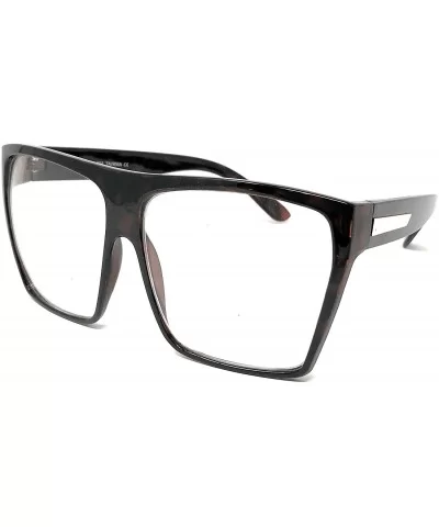 Nerd Glasses Classic Fashion Frame Clear Lens Square Round Rectangle - Tortoise Xl Brown- Clear - CU12JDQPATN $11.08 Round