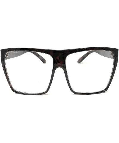 Nerd Glasses Classic Fashion Frame Clear Lens Square Round Rectangle - Tortoise Xl Brown- Clear - CU12JDQPATN $11.08 Round