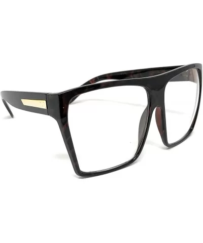 Nerd Glasses Classic Fashion Frame Clear Lens Square Round Rectangle - Tortoise Xl Brown- Clear - CU12JDQPATN $11.08 Round