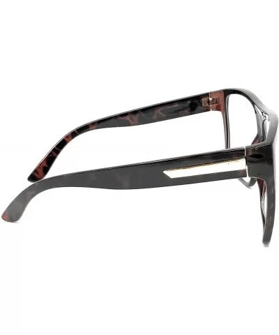 Nerd Glasses Classic Fashion Frame Clear Lens Square Round Rectangle - Tortoise Xl Brown- Clear - CU12JDQPATN $11.08 Round