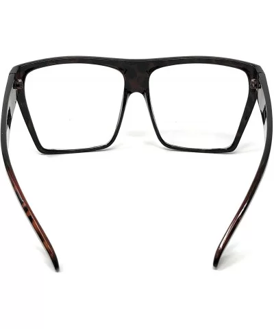 Nerd Glasses Classic Fashion Frame Clear Lens Square Round Rectangle - Tortoise Xl Brown- Clear - CU12JDQPATN $11.08 Round