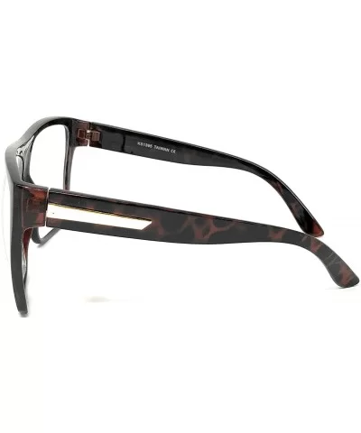 Nerd Glasses Classic Fashion Frame Clear Lens Square Round Rectangle - Tortoise Xl Brown- Clear - CU12JDQPATN $11.08 Round