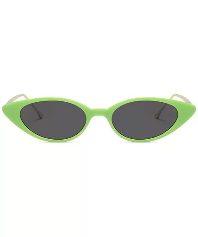 Unisex Vintage Slender Oval Sunglasses Small Metal Frame lens eyewear - Green - CM18DW7UYH3 $16.56 Goggle