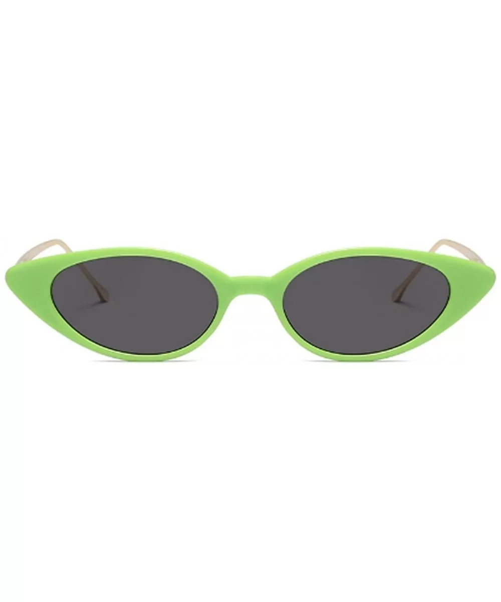 Unisex Vintage Slender Oval Sunglasses Small Metal Frame lens eyewear - Green - CM18DW7UYH3 $16.56 Goggle