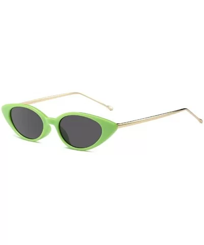 Unisex Vintage Slender Oval Sunglasses Small Metal Frame lens eyewear - Green - CM18DW7UYH3 $16.56 Goggle