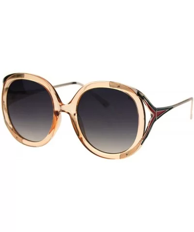 Womens Round Fashion Chic Mod Sunglasses - Peach Smoke - CF18QOLMSD8 $16.57 Oval